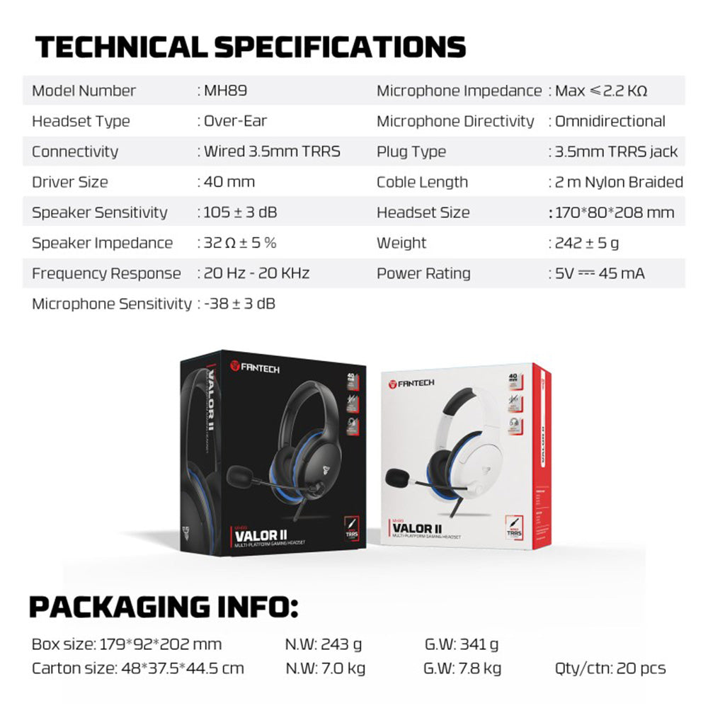 Casque de jeu haut de gamme Fantech VALOR MH89