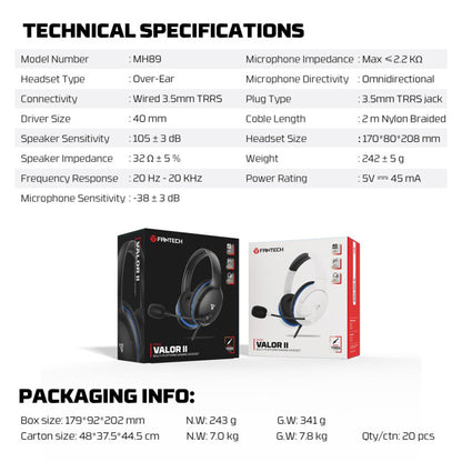 Casque de jeu haut de gamme Fantech VALOR MH89